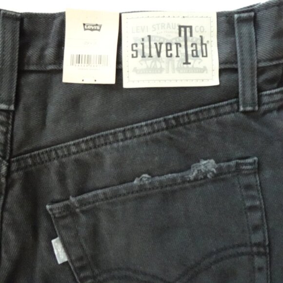 Levi's Baggy Jeans Women's Size 29x31 Black Denim Silvertab Distressed Straight - Picture 8 of 14